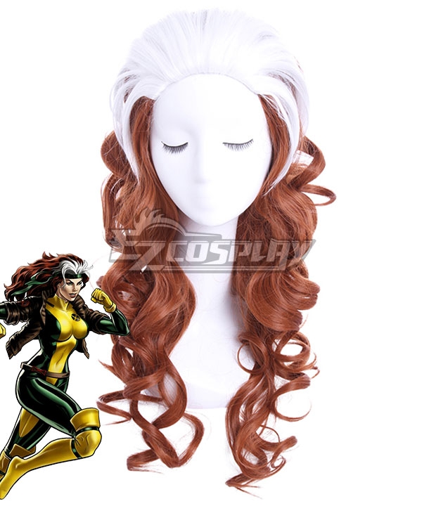 Marvel Comics X-Men Rogue Mary White Brown Cosplay Wig