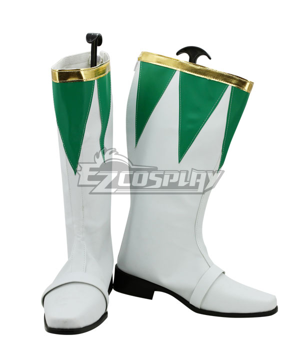 Mighty Morphin Power Rangers Green Ranger Green White Shoes Cosplay Boots