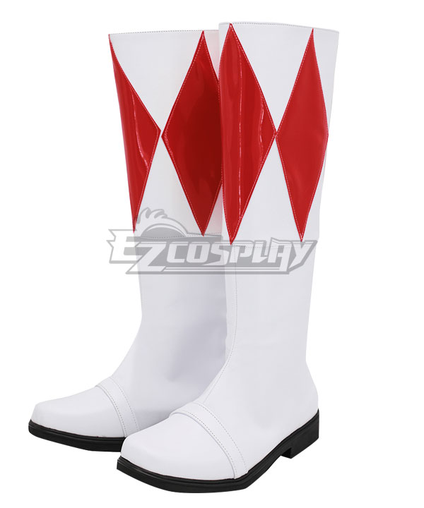 Mighty Morphin Power Rangers Red Ranger Rot WeiB Schuhe Cosplay Stiefel