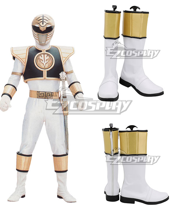 Mighty Morphin Power Rangers White Ranger White Shoes Cosplay Boots