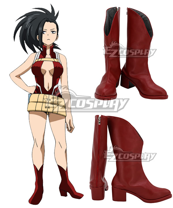 

My Hero Academia Boku no Hero Akademia Momo Yaoyorozu Deep Red Shoes Cosplay Boots