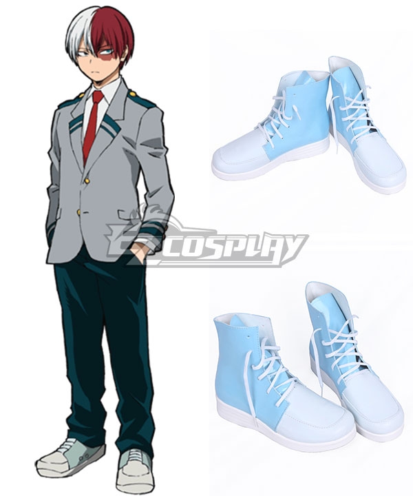 

My Hero Academia Boku No Hero Akademia Shoto Todoroki Light Blue Cosplay Shoes