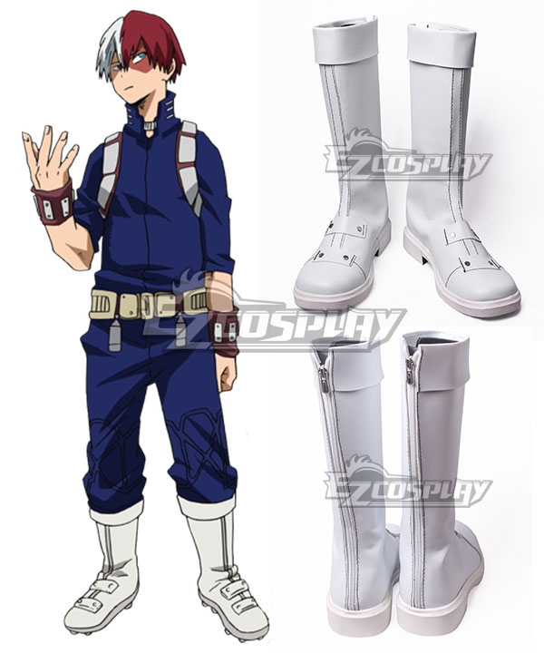 My Hero Academia Boku No Hero Akademia Shoto Todoroki White Hero Shoes Cosplay Boots