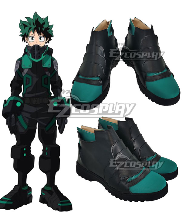 My Hero Academia World Heroes Mission Izuku Midoriya Deku Black Shoes Cosplay Boots