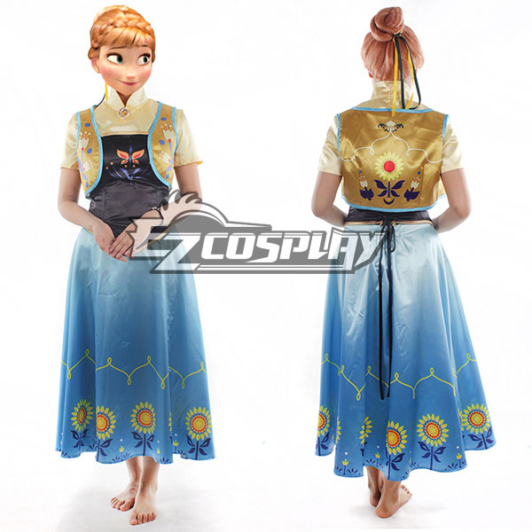 Frozen Fever Anna Princess Birthday Party Dress Cosplay Costume - B Edition