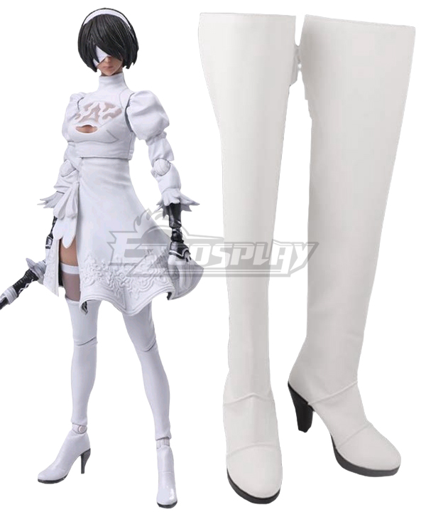 NieR: Automata 2B YoRHa No.2 Type B  Silver Shoes Cosplay Boots