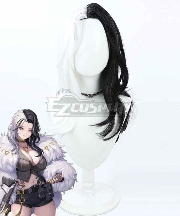 Nikke the Goddess of Victory Rosanna White Black Cosplay Wig