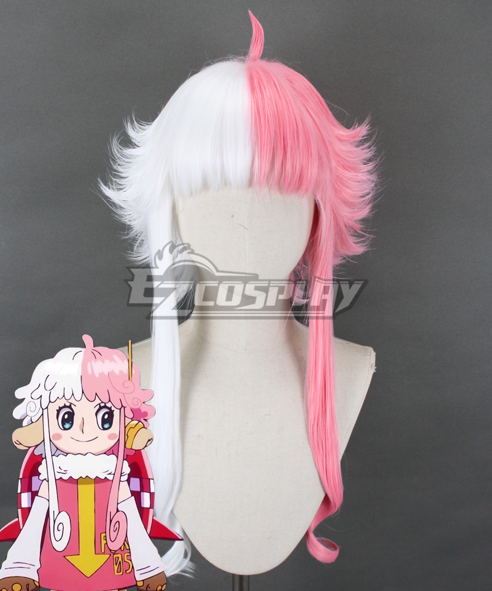 One Piece Dantou Future Island Vegapunk Atlas Pink White Cosplay Wig