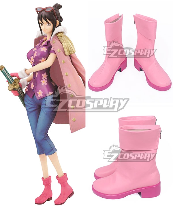 One Piece Tashigi Pink Shoes Cosplay Boots