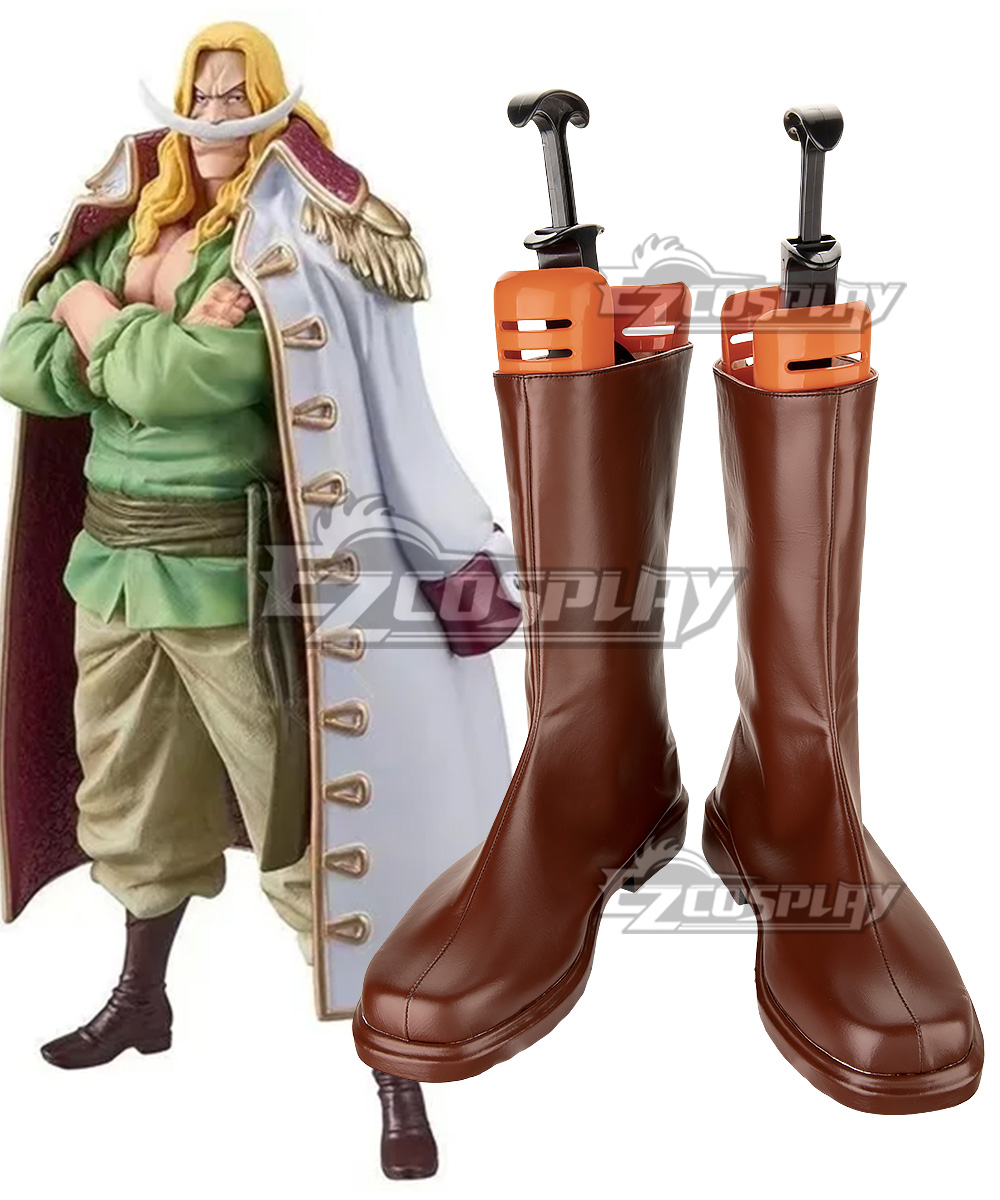 One Piece  Whitebeard Young Brown Cosplay Shoes