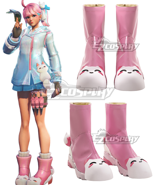 Overwatch 2 Kiriko Raincoat Suit Skin Pink Shoes Cosplay Boots