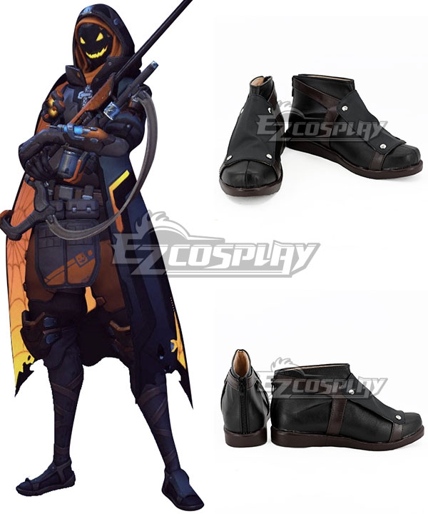 Overwatch Halloween Terror Ana Amari Skin Ghoul Black Cosplay Shoes