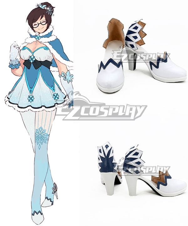 Overwatch OW Magical Girl Mei White Cosplay Shoes