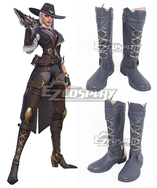 Overwatch OW New Hero Ashe Gray Shoes Cosplay Boots