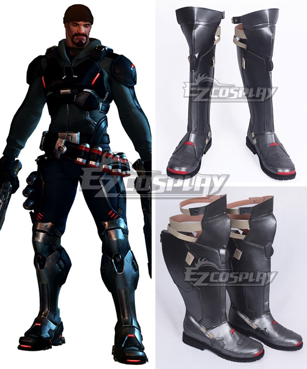 Overwatch OW Reaper Gabriel Reyes Blackwatch Silver Black Shoes Cosplay Boots