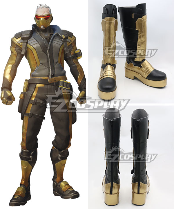 Overwatch OW Soldier 76 John Jack Morrison Golden Shoes Cosplay Boots