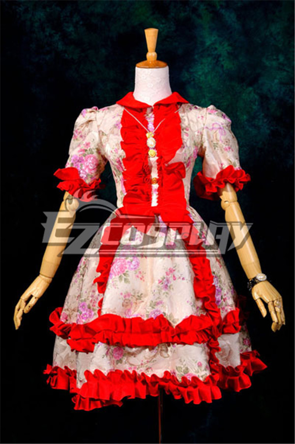 

Pale Golden Jacquard Dark skirt Dress Cosplay Costume-Y558