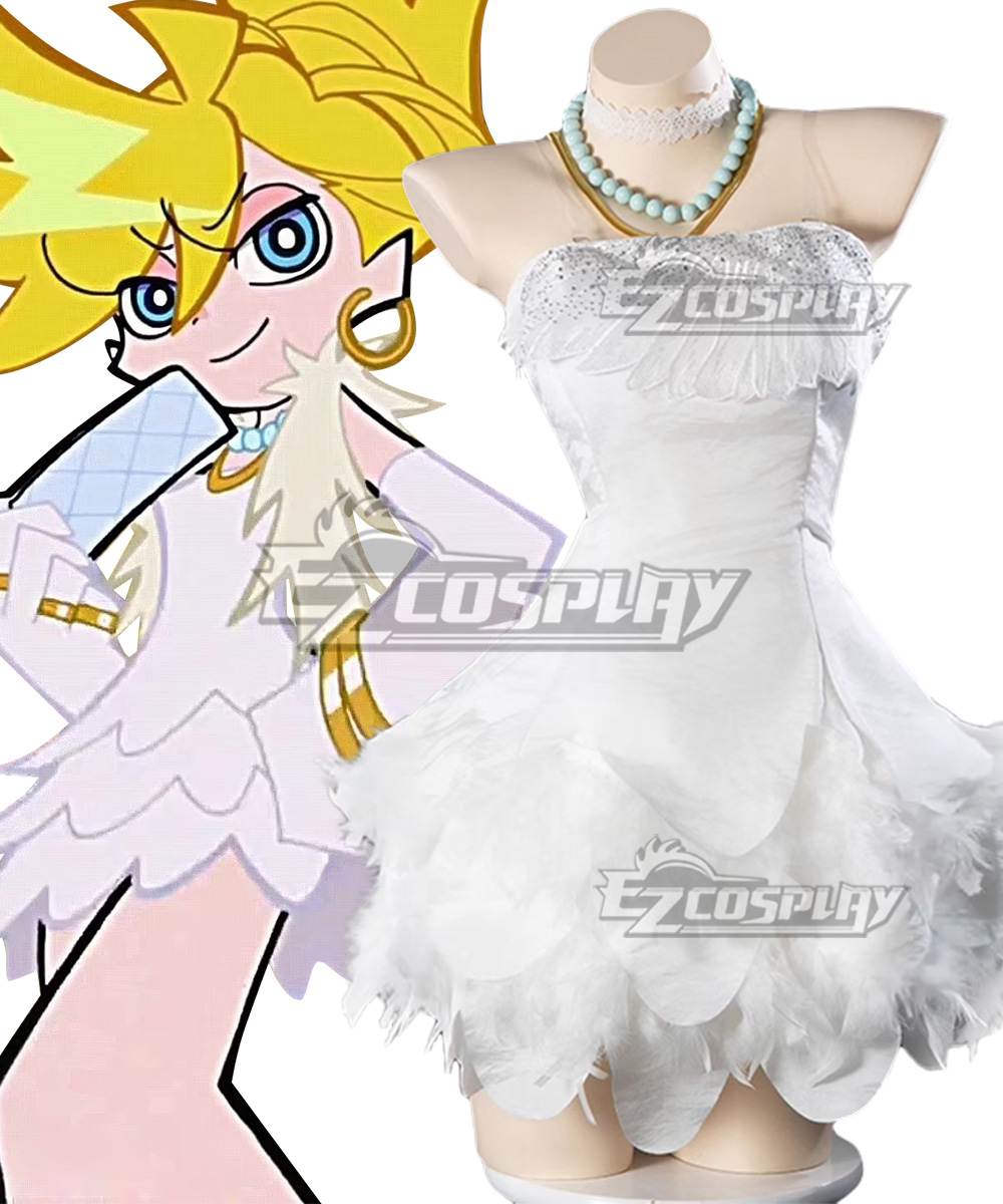 Panty And Stocking With Garterbelt Anarchy Panty Whtie Dress Cosplay Costume