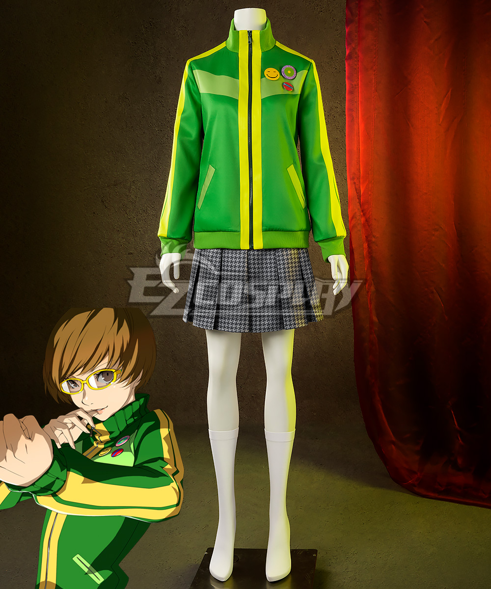 Persona 4 Golden Satonaka Chie Green Cosplay Costume