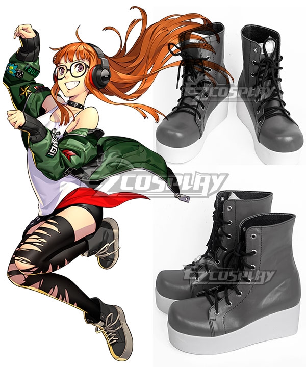 Persona 5: Dancing Star Night Futaba Sakura Grey Shoes Cosplay Boots