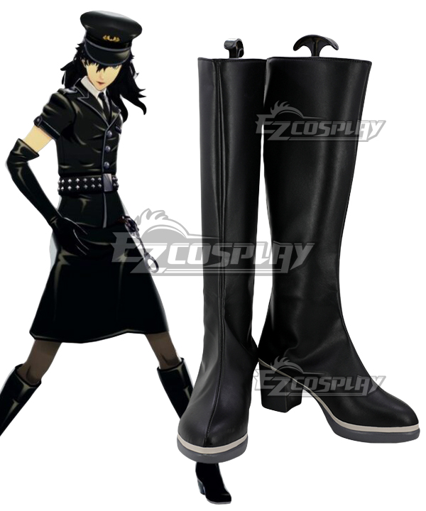Persona 5: Dancing Star Night Joker Protagonist Akira Kurusu Ren Amamiya Female Punishment Cop Black Shoes Cosplay Boots