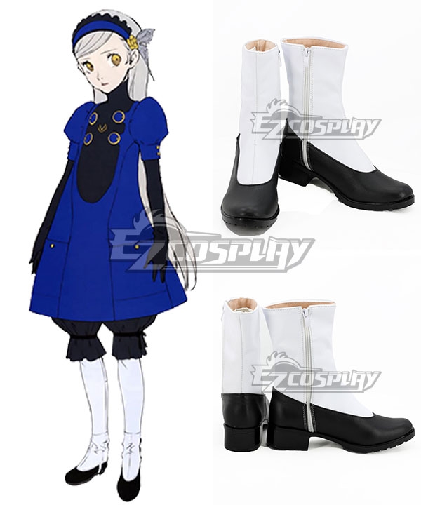 Persona 5 Lavenza Black White Shoes Cosplay Boots