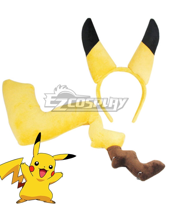 PM Detective Pikachu 2019 Movie Pikachu Ear And Tail Cosplay Accessory Prop