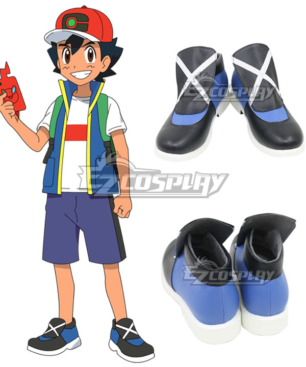 Pokemon 2019 Anime Series Ash Ketchum Black Cosplay Shoes