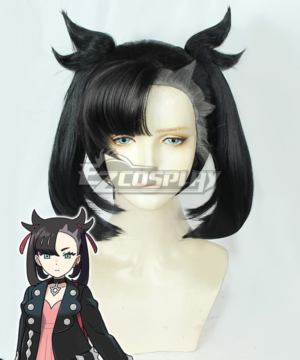 PM PM Sword And Shield marnie Black Grey Cosplay Wig