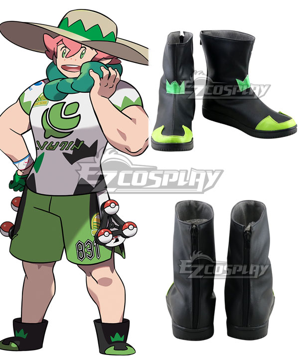 Pokemon Pokémon Sword And Shield Milo Black Green Cosplay Shoes