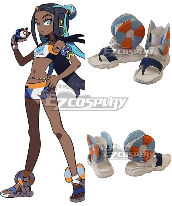 PM PM Sword And Shield Nessa Blue White Cosplay Shoes