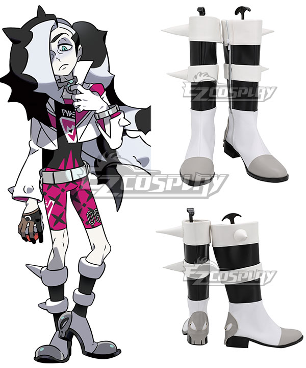 Pokemon Pokémon Sword And Shield Piers Black Grey Shoes Cosplay Boots