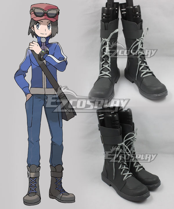 PM XY PM Calem Black Shoes Cosplay Boots