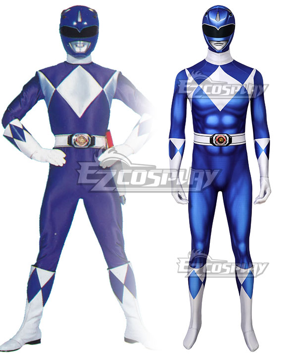 Mighty Morphin Power Rangers Blue Ranger Zentai Jumpsuit Cosplay Costume