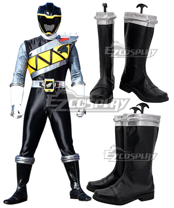 Power Rangers Dino Charge Dino Charge Black Ranger Black Shoes Cosplay Boots