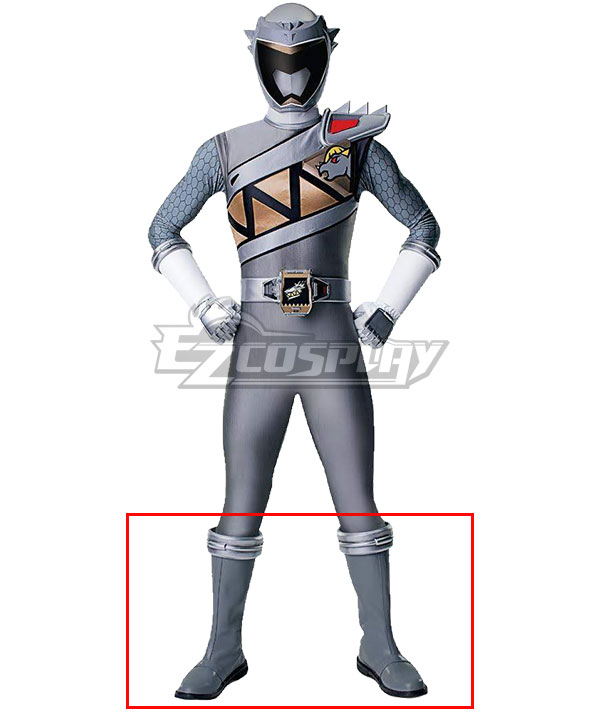 Power Rangers Dino Charge Dino Charge Graphite Ranger Silver Shoes Cosplay Boots