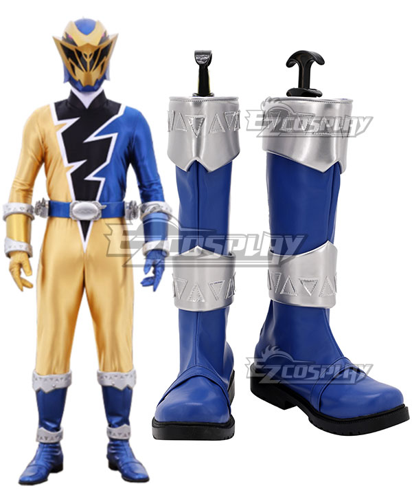 Power Rangers Dino Fury Gold Ranger Blue Shoes Cosplay Boots