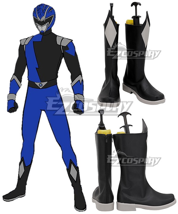 Power Rangers HyperForce HyperForce Blue Black Shoes Cosplay Boots