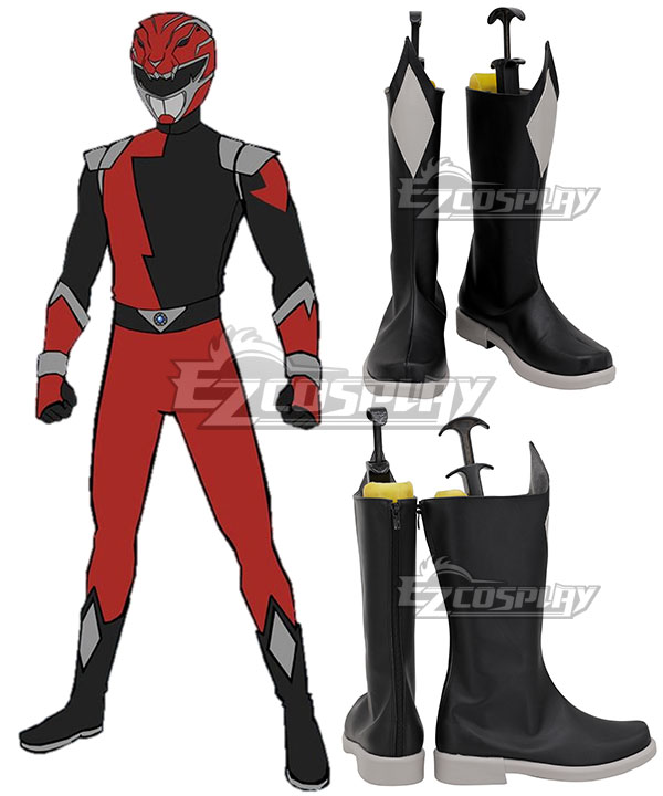 Power Rangers HyperForce HyperForce Red Black Shoes Cosplay Boots