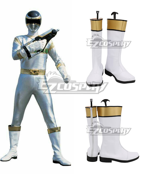 Power Rangers In Space Red Black Blue Yellow Pink Space Ranger White Shoes Cosplay Boots