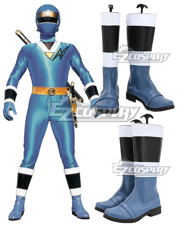 Power Rangers Ninja Sentai Kakuranger NinjaBlue Blue Shoes Cosplay Boots