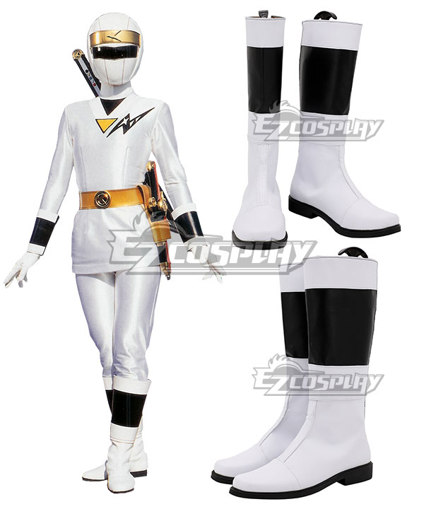 Power Rangers Ninja Sentai Kakuranger NinjaWhite White Shoes Cosplay Boots