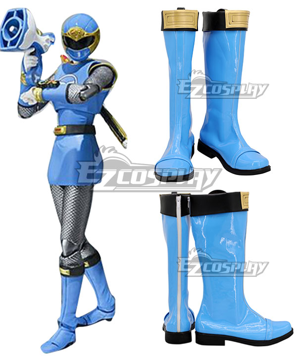 Power Rangers Ninja Storm Blue Wind Ranger Blue Shoes Cosplay Boots