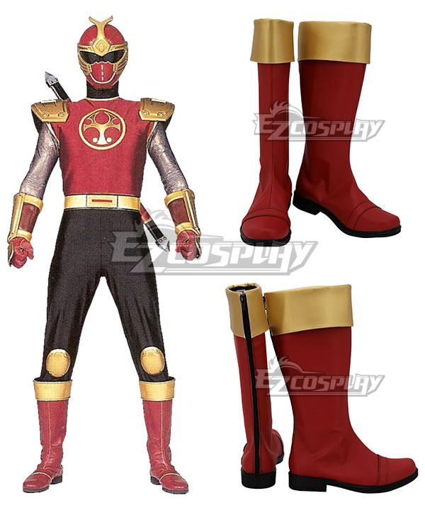 Power Rangers Ninja Storm Crimson Thunder Ranger Red Shoes Cosplay Boots