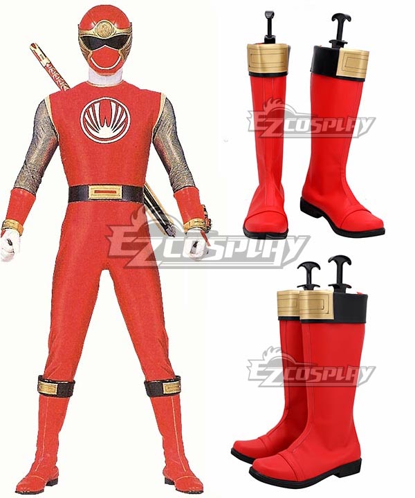 Power Rangers Ninja Storm Red Wind Ranger Red Shoes Cosplay Boots