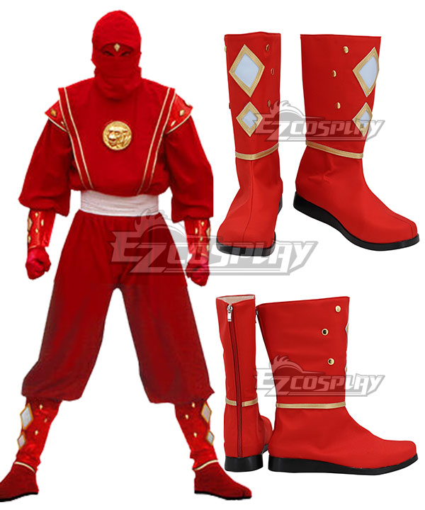 Power Rangers Red Ninjetti Ranger Red Cosplay Shoes