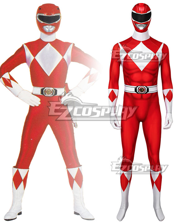 Mighty Morphin Power Rangers Red Ranger Zentai Jumpsuit Cosplay Costume