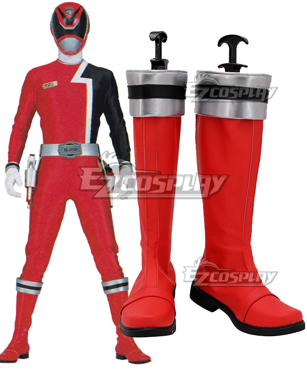 Power Rangers Rules Red SPD Ranger Red Shoes Cosplay Boots