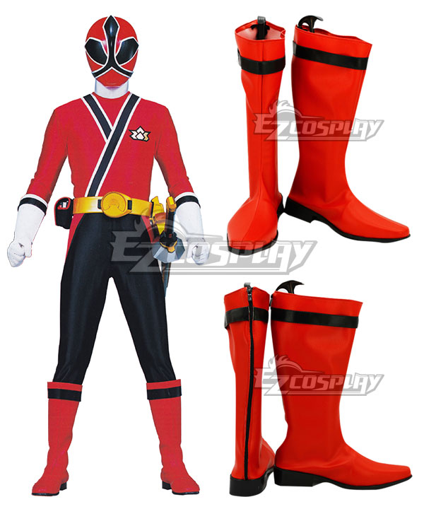 Power Rangers Samurai Red Samurai Ranger Red Shoes Cosplay Boots