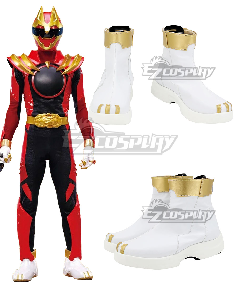Power Rangers Super Sentai No.1 Sentai Gozyuger Gozyu Red White Cosplay Shoes